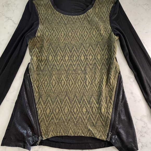 Patrizia Luca Sleek Knit Long Sleeve Top Zipper flare sides - NWT - Picture 10 of 14